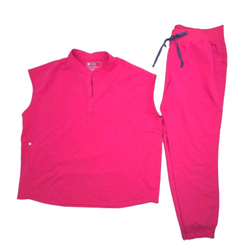 FIGS Hot Pink Scrubs Women Rafaela Top WXXSW1003N Zamora Pants W18SW2005 Size XL